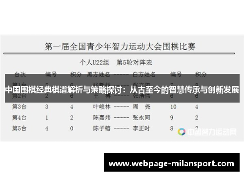 中国围棋经典棋谱解析与策略探讨：从古至今的智慧传承与创新发展